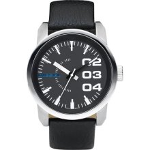 Diesel Dz1373 Black Dial Black Leather Men's Watch