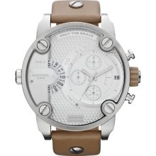 DIESEL 'Little Daddy' Large Leather Strap Watch, 51mm