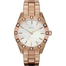 Dkny Ny8670 Women's Glitz Stainless Steel Band Mother Of Pearl Dial Watch