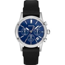 DKNY Women's NY8123 Black Silicone Quartz Watch with Blue Dial