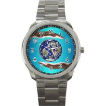 Earth Day Watch Sports Stainless Steel Metal Men's 14431855