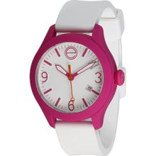 ESQ Movado 'One' Silicone Strap Watch, 42mm White/ Pink