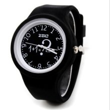 Fashion Circular sport watch Resin scrub Watch Black