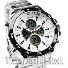 Fashion Coated Glass Chronograph Stainless Steel Sport Mens Wrist Watches White