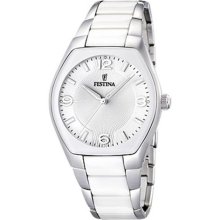 Festina Women's F16532/1 White Ceramic Quartz Watch with Silver Dial