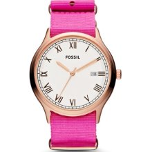 Fossil Ansel Three Hand Nylon Watch - Pink - FS4801