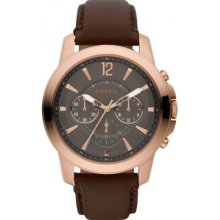 Fossil Men Grant Leather Watch â€“ Brown With Rose Fs4648