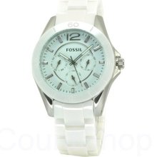 Fossil Riley Ce1002 | White Ceramic Bracelet | Day/date | 38mm | 100m |