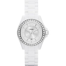 Fossil Riley Mini Watch in White Acetate/Silvertone with Crystal