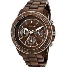 Fossil Watches Women's Stella Chronograph Brown Dial Brown Aluminum B