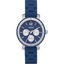 Fossil Women's BQ9406 Blue Silicone Quartz Watch with Blue Dial