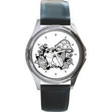 Frog Mushroom Toadstool Unisex Round Wrist Watch