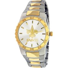 Game Time Watch, Mens New Orleans Saints Two-Tone Stainless Steel Brac