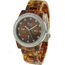 Geneva Platinum 2113 Women's Decorative Chronograph-style Tortoise