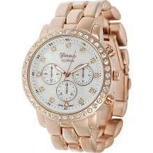 Geneva Platinum 9199 Women's Rhinestone Decorative Chronograph Link W