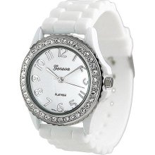 Geneva Platinum Ladies' Rhinestone Accented Silicone Watch