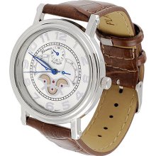 Geneva Platinum Men's Watch, Leather Band