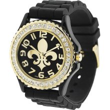 Geneva Platinum Women's Fleur De Lis Silicone Watch