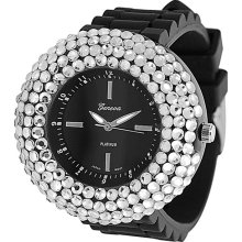 Geneva Platinum Women's Rhinestone Silicone Watch