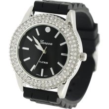 Geneva Women's 'Platinum' Rhinestone-accented Silicone Watch