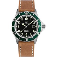 Glycine Watch Combat Sub -200m- Automatic -Green- Leather Strap