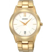 Gold Tone Stainless Steel Quartz White Dial Link Bracelet