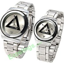 Good Triangle Pair Metal Band Wrist Couple Watch