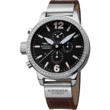 Haemmer Women's DHC-03 Secrets Crystal Bezel Brown Leather Chrono ...