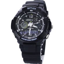 Highquality Led+pointer Water-proof Dual Time Men Boys Sport Watch D56