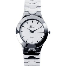 Hot Grace Round White Dial Full Tick Marks Stainless Steel Concise Women's Watch