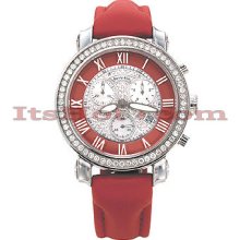 Iced Out Womens Diamond Watch by Benny Co 1.5ct Red