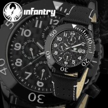 Infantry Casual Black Outdoor Sports Royale Men's Leather Strap Quartz Watch