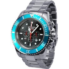 Insignum Tornado Black Dial - Turquoise Bezel Divers Chronograph Watch