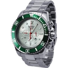 Insignum Tornado Silver Dial, Green Bezel Divers Chronograph Watch