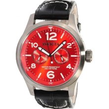 Invicta 12175 Men's Specialty Swiss Made Red Sunray Dial Black Leather