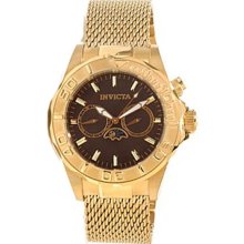 Invicta Men's Sea Wizard Gold Tone Stainless Steel Case and Mesh Bracelet Brown Tone Dial 80330