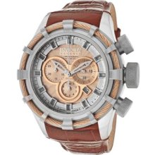 Invicta Reserve Men's Bolt Chrono Cognac Leather W/ Rose Gold Cable & Dial 11042