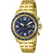 Invicta Watch 13966 Men's Specialty Chronograph Blue Dial 18k Gold Plated