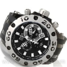 Invicta Watches Men's Chronograph Black Dial Black Silicone Black Sil