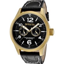 Invicta Watches Men's Specialty Black Dial Black Genuine Calf Leather