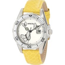 Invicta Womenâ€™s Pro Diver Crystal Accented Butterfly Dial Yellow Watch 12517