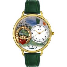 Ireland Hunter Green Leather And Goldtone Watch