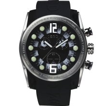 IZOD Challenger Chronograph Black & Steel Sports Watch