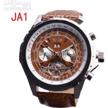 Jaragar Stylish Men Dive Tourbillon Brown Mens Mechanical Double Cal