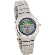 Java A1387 Round Dial Steel Band Double Movements Waterproof Men's Watch (Silver)