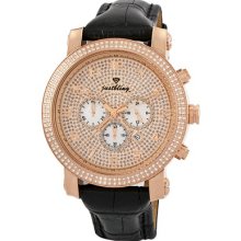 JBW Men's Victor Watch in Black Leather with Rose-Gold Dial