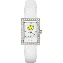 Jimmie Johnson #48 Women's Allure Watch with White Leather Strap