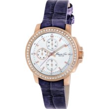 Kenneth Cole New York Multifunction Watch With Purple Croco-Embossed Strap