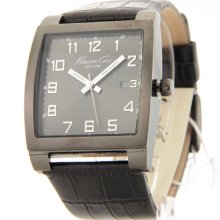 Kenneth Cole NY Croc-Look Leather Gunmetal Grey Men's Date Watch KC181