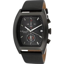 Kenneth Cole Watches Men's Chronograph Black Dial Black Genuine Leathe